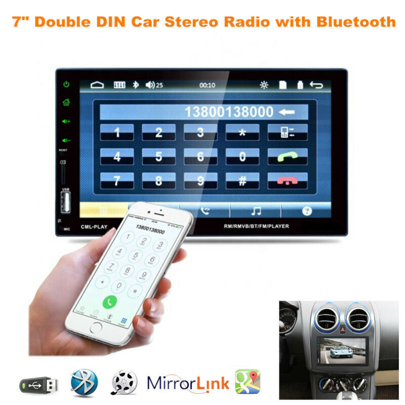 7" 2DIN Car Stereo Radio with Bluetooth Video Player Touch Screen Aux USB Unit