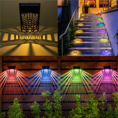 8 pack Solar LED Deck Fence Lights Garden Path Patio Pathway Stairs Step Lamp