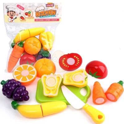 Cutting Food Fruits Vegetables Plastic Fast Food Set With Cutting Boards Toys