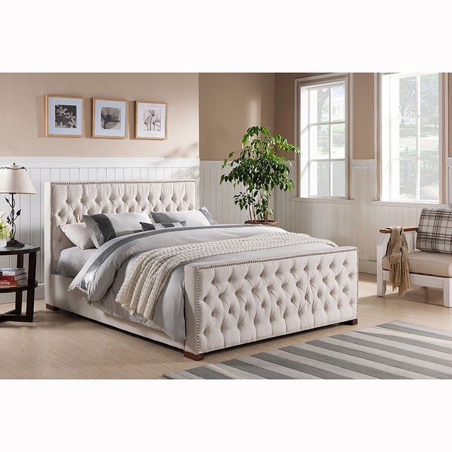 WHOLESALE Brand New Beige Fabric Bed Frame size Queen King