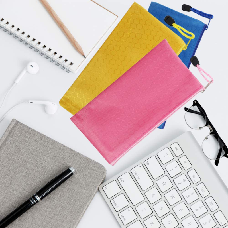 EOOUT 24pcs Zipper Pencil Pouch, Waterproof Zipper File Bag Pen Case, for Office