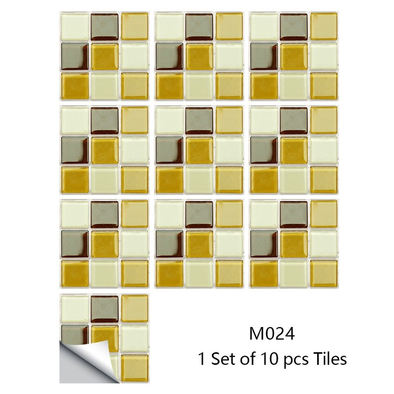 10X PVC Kitchen Tile Mosaic Stickers Bathroom DIY Self-adhesive Wall Decor Decal
