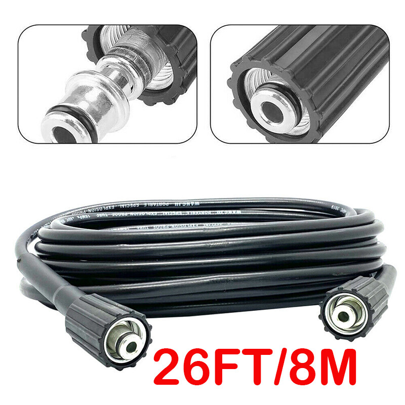 26/50ft High Pressure Washer Hose 4000PSI M22 Power Washer Extension Hose Black