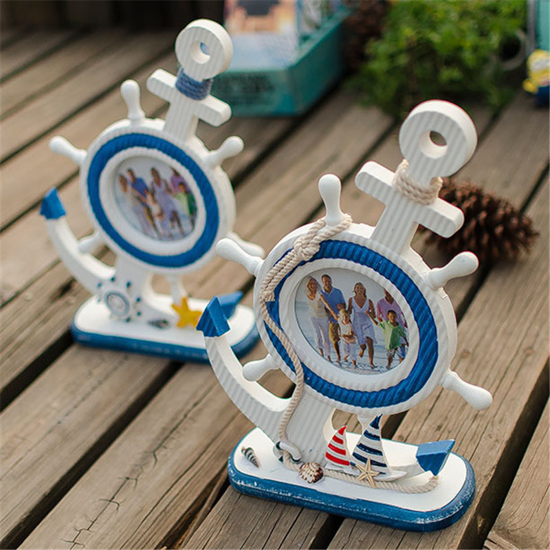Cornice PortaFoto In Legno Forma Di Timone Ancora Barca Marina Sea Style moc