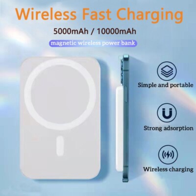 10000 mAh Magnetic Power Bank for iPhone 14/13/12 Slim Wireless Charger Portable