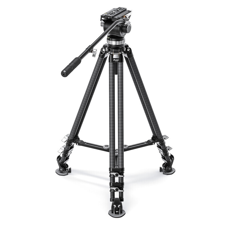 LEOFOTO LVC-253 Carbon Fiber Video Tripod with Leveling Base + BV-20 Fluid Head