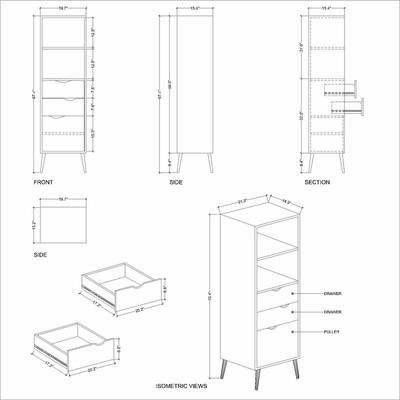 Tvilum Diana Bookcase with 2 Drawers and 1 Door in White Oak