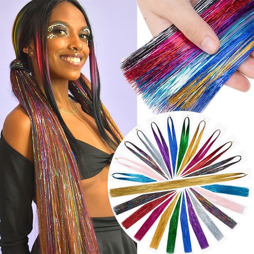 Festival Party Rainbow Holographic Glitter Sparkle Tinsel Extensions 400 Strands