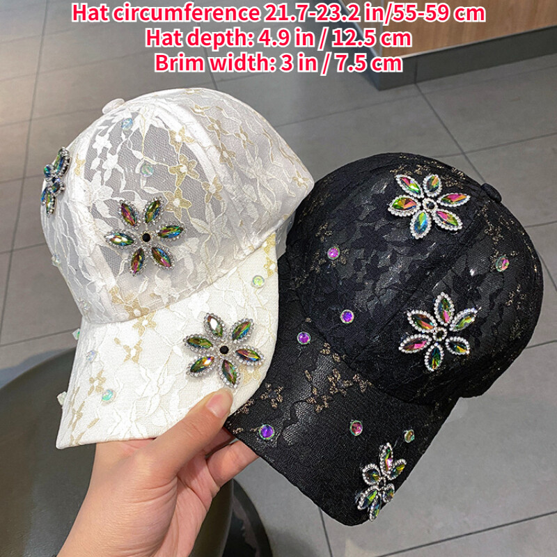 1PC Donna Rete Cappello Baseball IN Pizzo Con Fiori Sole Cavo Fuori Traspirante