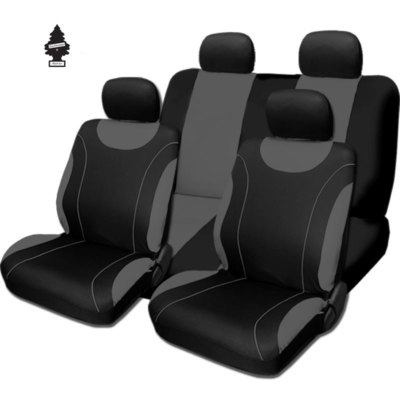 For Chevrolet New Black and Grey Cloth Car Truck Seat Covers With Gift Full Set 