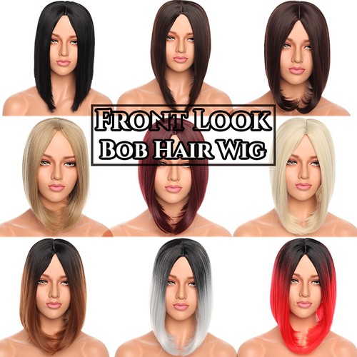 Lady Girl Bob Wig Women's Short Straight No Bangs Full Hair Wig Cosplay Party US