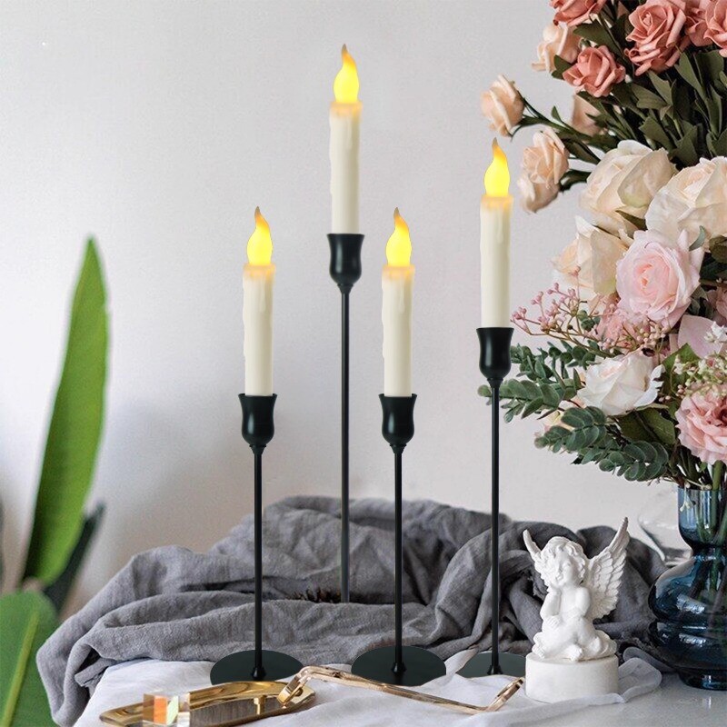 1 Set 3PCS Retro Candlesticks French Black Candle Stand Holder Ironwork Party
