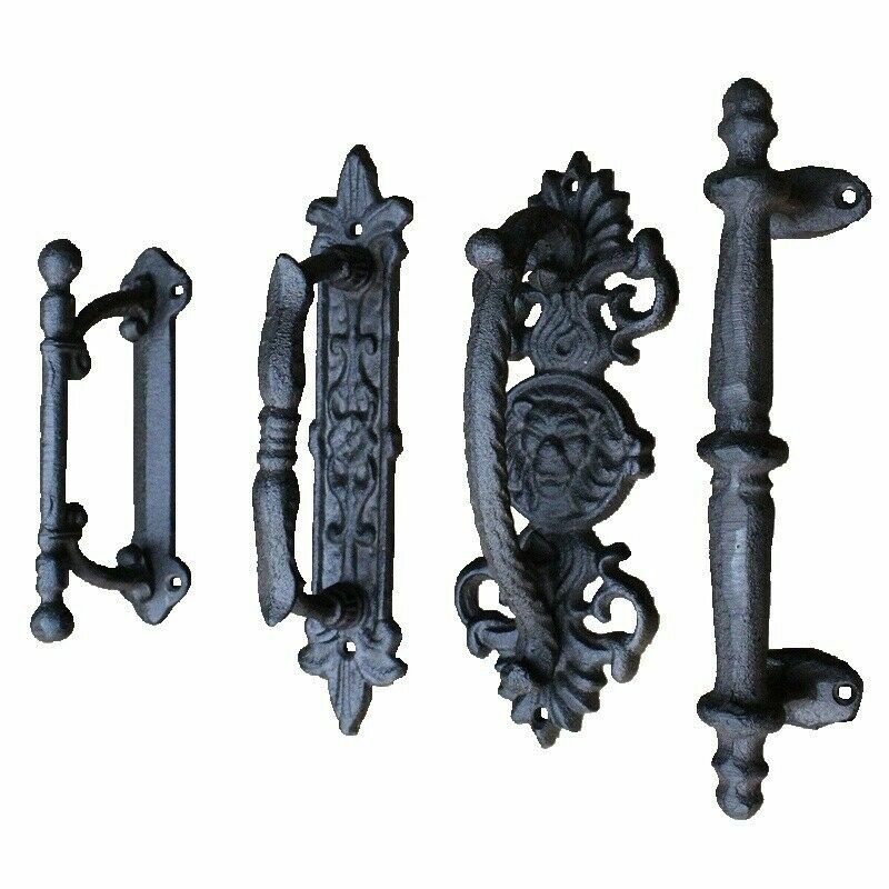 large-cast-iron-gate-barn-shed-pull-door-black-handle-antique-cupboard-diy-decor