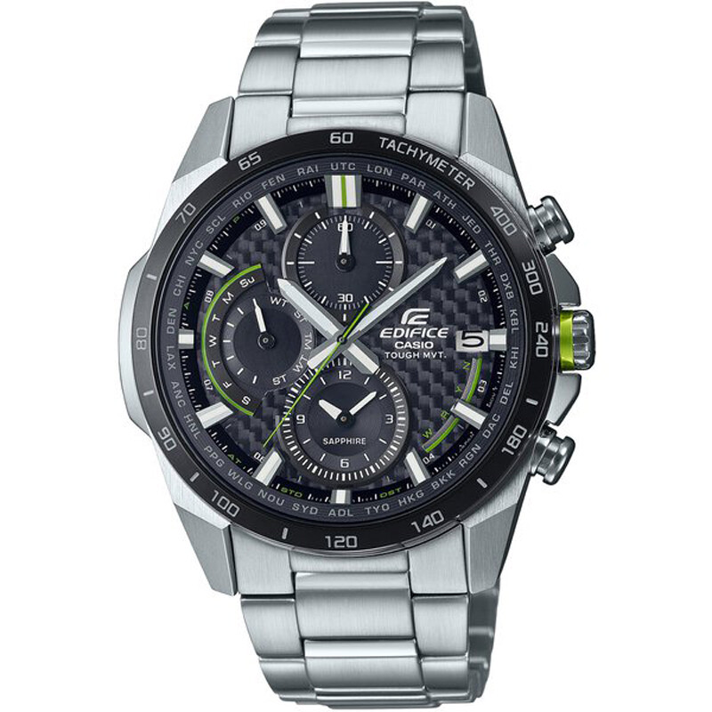 Pre-owned Casio Edifice Eqw-a2000db-1ajf Carbon Fiber Dial Radio Solar Analog Men`s Watch