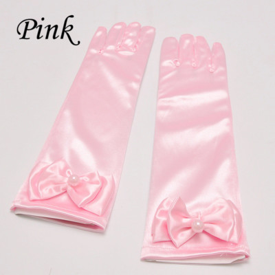 Lovely Kids Girls Princess Wedding Formal Evening Party Satin Dress Up Gloves. - Foto 5
