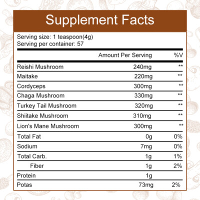 Organic Mushroom Coffee Powder Support Brain Health Promotes Cognitive & Energy