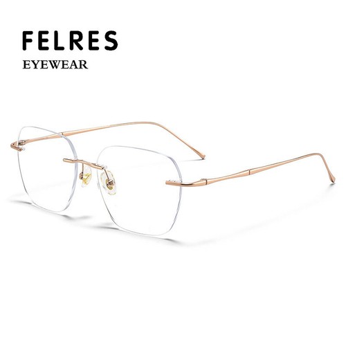 Rimless Titanium Square Eyeglasses For Men Retro Clear Lens Glasses Frames Hot 