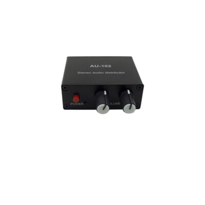 AU-102 Stereo Audio Distributor Audio Splitter Box Supporting 1 Input 2 Outputs