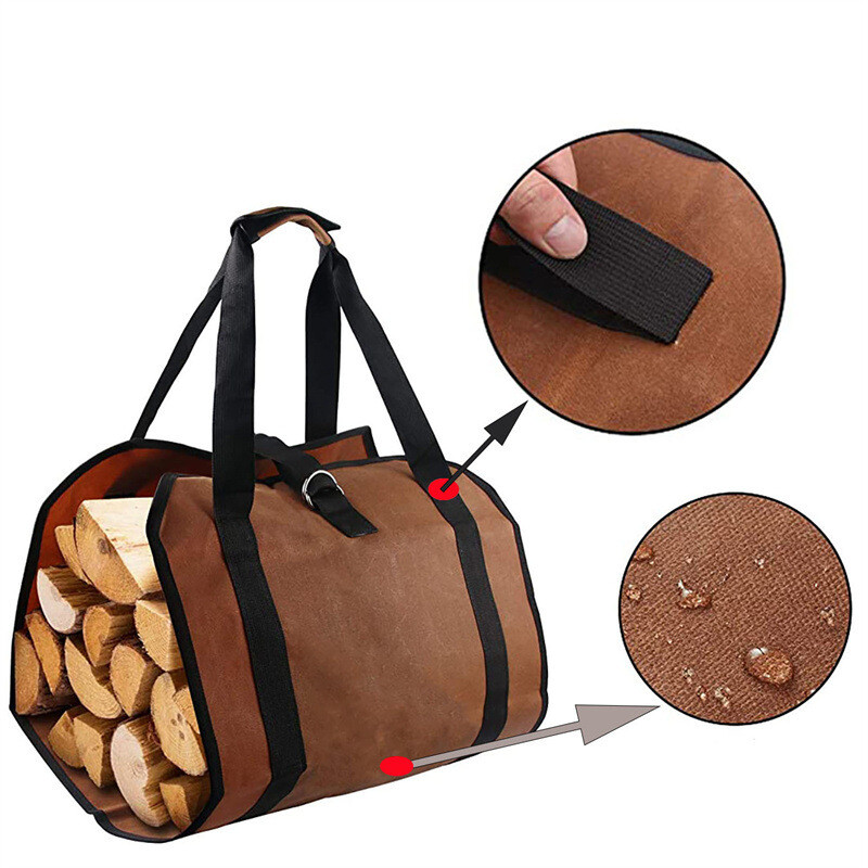 Firewood Log Carrier Bag Heavy Duty Log Tote Bags Holder for Indoor Outdoor Tool