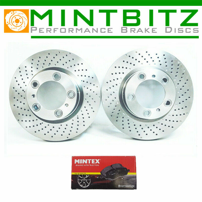 FRONT BRAKE DISCS AND MINTEX PADS FOR PORSCHE 911 CARRERA 996 DRILLED 318mm