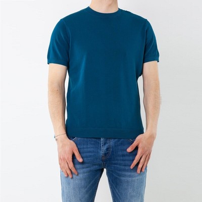 

Рубашка с круглым вырезом Мужская WARREN WEBBER IN 100%Cotton с короткими рукавами WW2511MG Blue Lyo, Синий