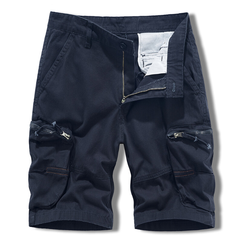 Uomo Casual Cargo Pantaloncini con Zip Tasca Larga Fit Ginocchio Lunghezza