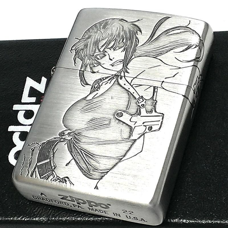 Zippo BLACK LAGOON REVY 3-sides Etching Oxidized Silver Plating Japan Limited