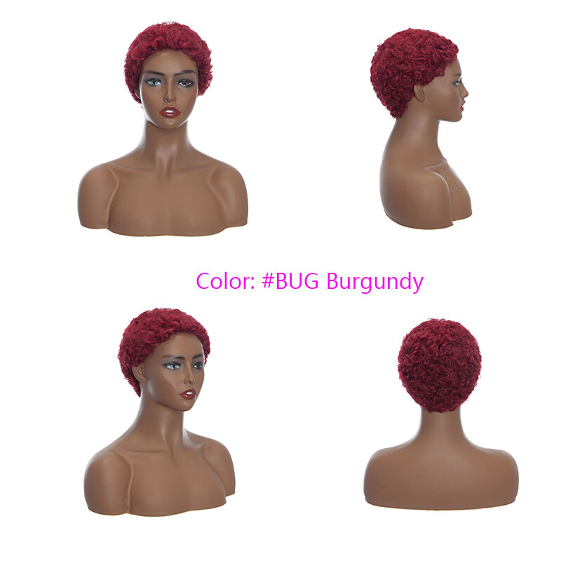 Short Curly Bob Human Hair Wig With Bang Real Brazilian Hair Top Machine Made Z2