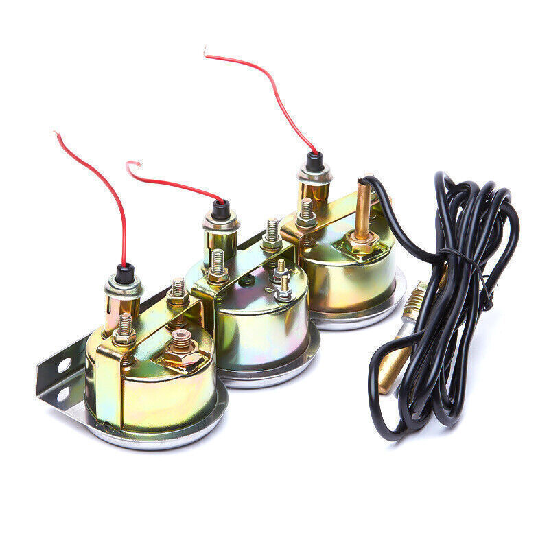 3in1 52mm 2" Chrome Car Triple Gauge Set Kit Water Temp Oil Pressure Volt Meter