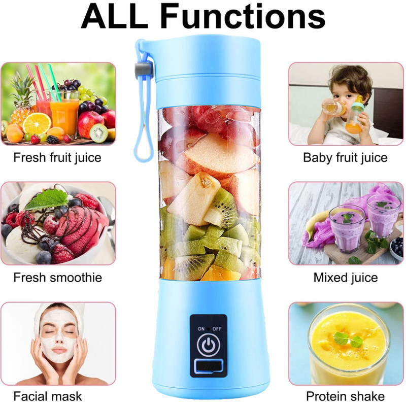 Portable Electric Juicer Cup Fruit Blender Maker Bottle Mixer USB Rechargeable