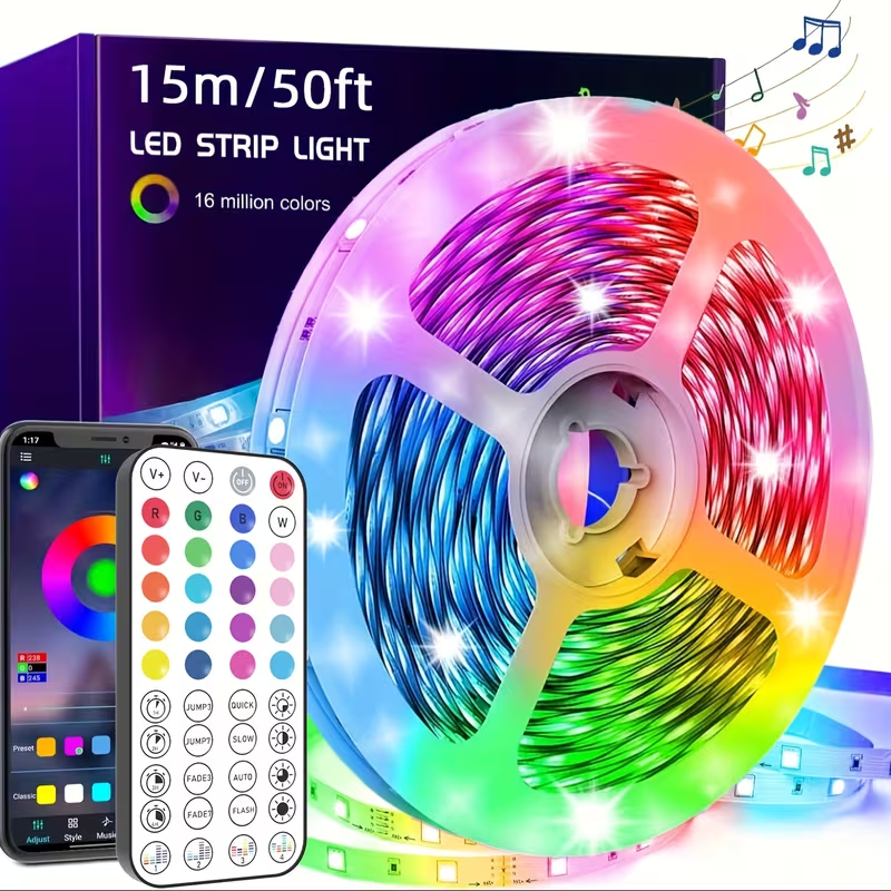 NBBUFF 5M 16FT RGB Smart LED Strip Lights App Remote Music Sync Bedroom Home Dec