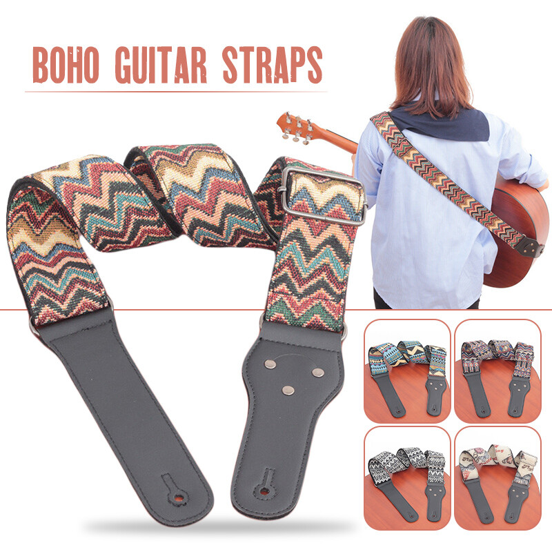 小物 MADE IN USA crosspattern Vintagebandanna Boho Embroidered Guitar Strap Adjustable Vintage Woven Bass