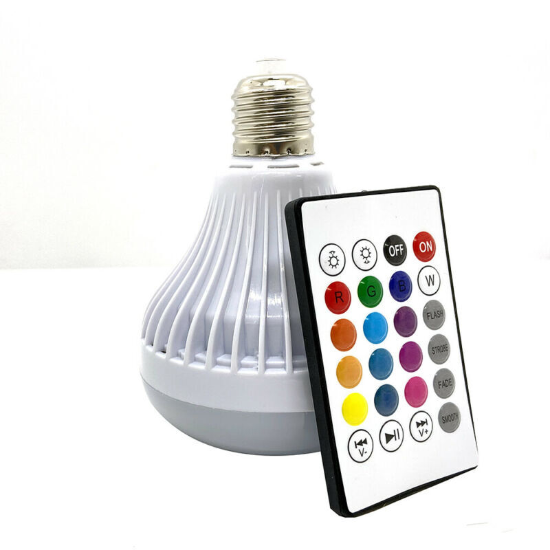 2 Pack Speaker Light Bulb Lamp12W E26 LED RGB Wireless Bluetooth Music Play US