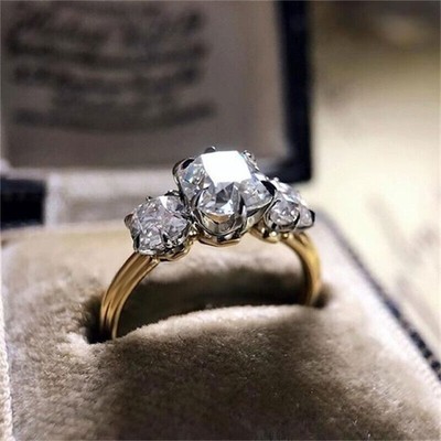 Women Pretty 925 Silver,Gold Plated Party Rings Cubic Zirconia Jewelry Size 6-10