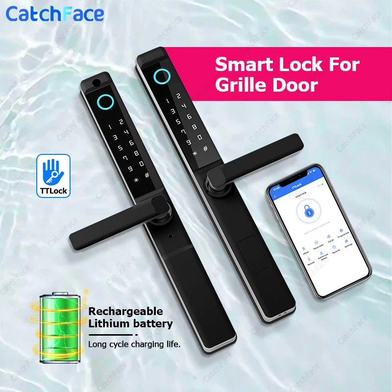 Waterproof Double-sided Gate Lock Fingerprint Lock APP RFID Code Keyless Smart