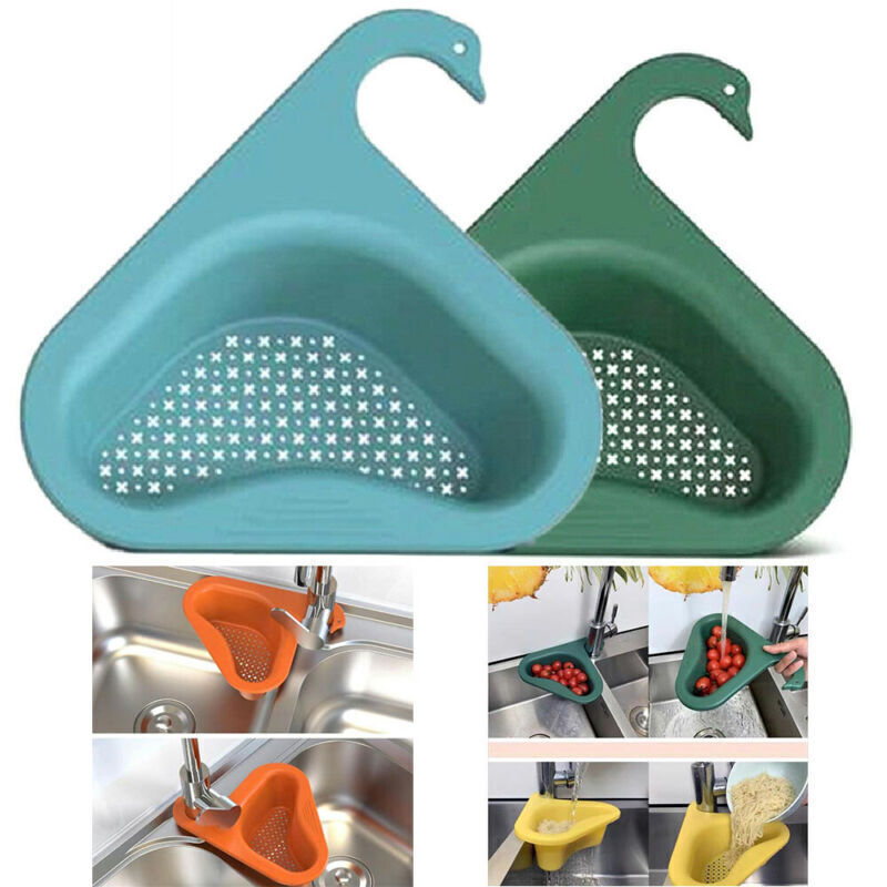 2Pack Kitchen Sink Rack Strainer Basket Filter Swan-Shaped Drain BLUE+GREEN US