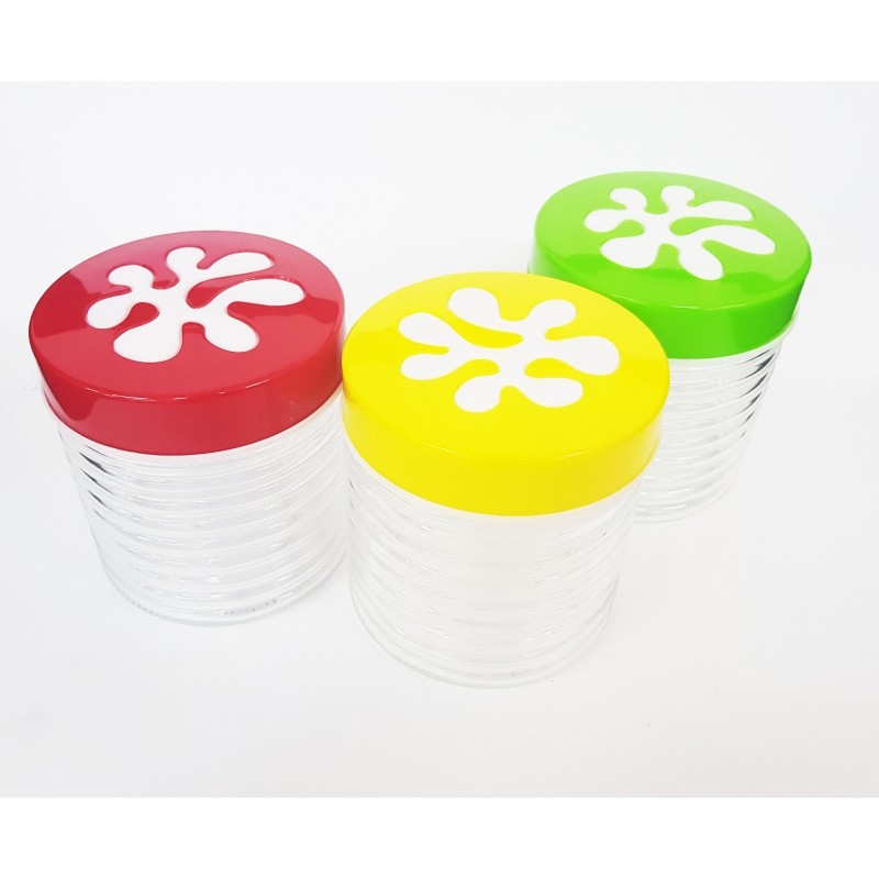 Set 3 Tris Barattoli Vetro Con Coperchio Colorato Contenitori Pasta Biscotti dfh