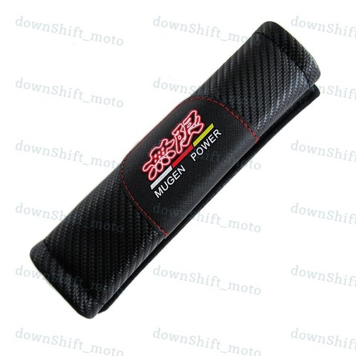 set of JDM MUGEN POWER Carbon Fiber Look Seat Belt Cover Shoulder Pads for HONDA