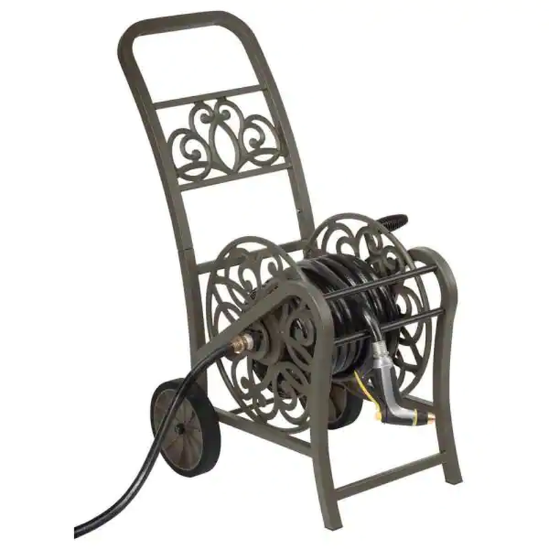 2-Wheel Hose Reel Cart Rust-Proof Aluminum Leak Free Durable Rubber Rimmed NEW