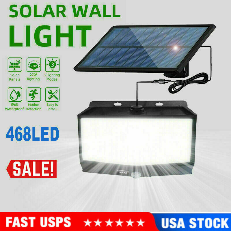 468 LED Waterproof Solar Panel PIR Motion Sensor Wall Lights