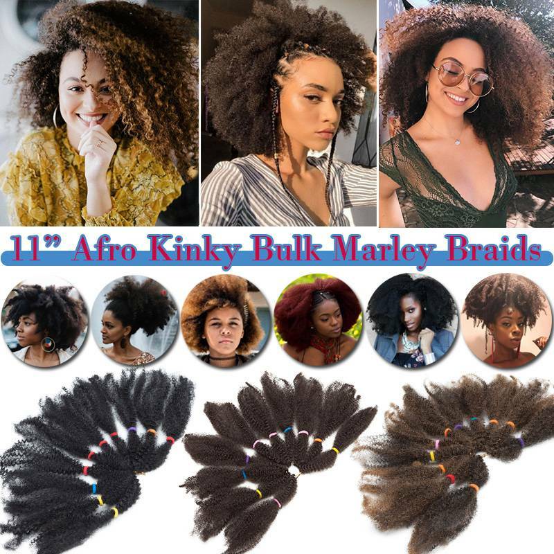Afro Kinky Bulk Hair Extension Curly Twist Crochet Braids 100% Natural as Human