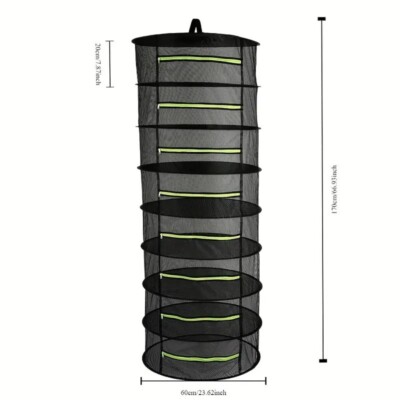 8-Layer Hanging - Flower Herb - Mesh Rack Foldable Drying Net with Zippers
