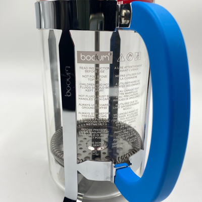 Bodum Stainless Glass French Press Coffee Maker Limited Ed Red Blue 34 Fluid Oz