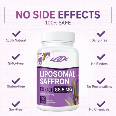 Liposomal saffron supplement 88.5 mg,-60 vegetarian capsules
