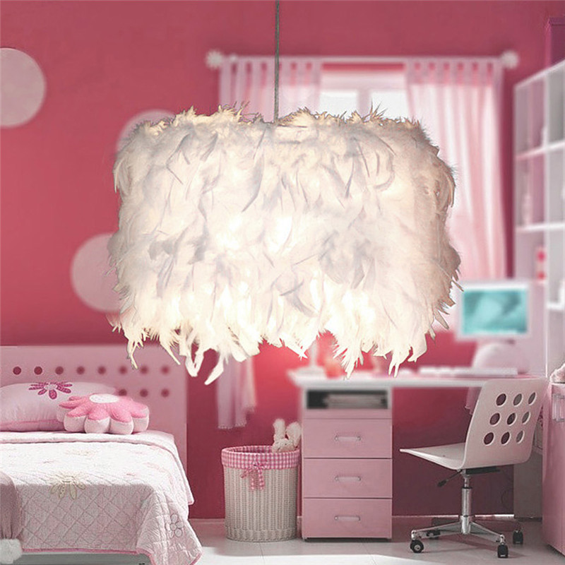 Details About Romantic Dreamlike Feather Shade Light Lamp Cafe Bedroom Droplight Ceiling Decor