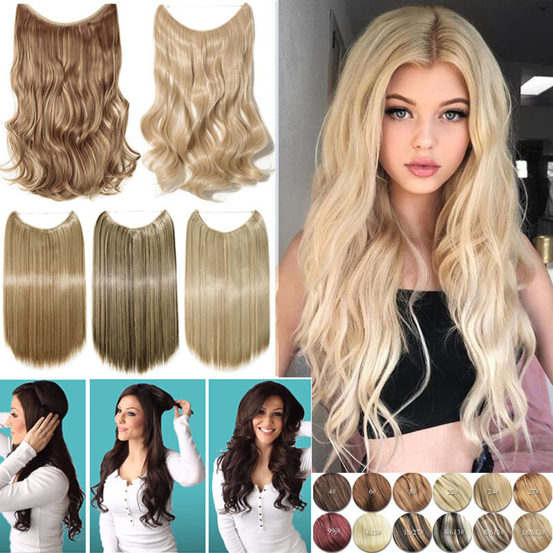 Professional Real Natural Invisible HAIR EXTENTIONS Easy Wire Secret Headband us