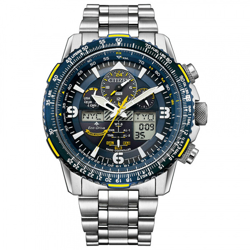 Pre-owned Citizen Promaster Sky Jy8078-52l Blue Angels Eco-drive Solar Atomic Men Watch In Silver