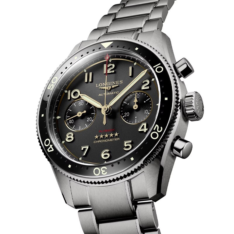 Pre-owned Longines Spirit Flyback 42mm Grey Dial Titanium Men's Watch L3.821.1.53.6