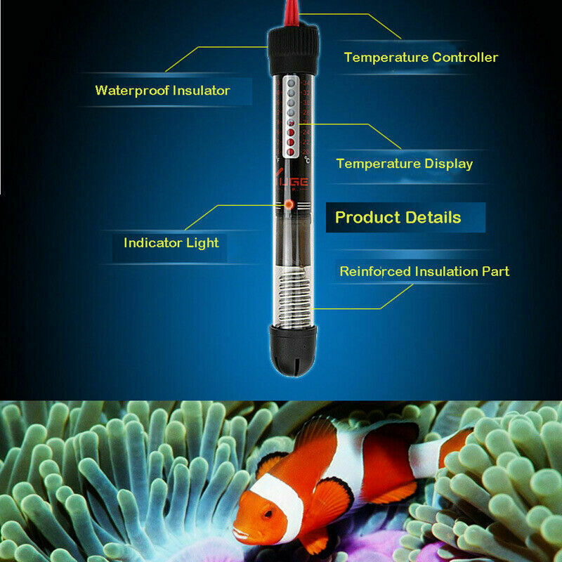 25W-300W Submersible Aquarium Fish Tank Heater Rod Heating Adjustable Thermostat