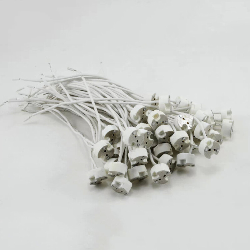 10pcs GU5.3 Ceramic Halogen Light Lamp Holder Wire Connector Socket MR16 G